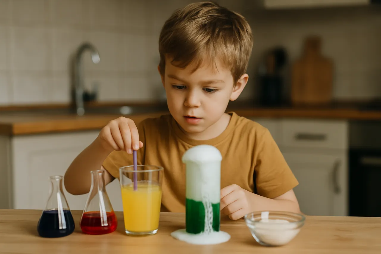 dzieci robią eksperymenty z jedzeniem w kuchni