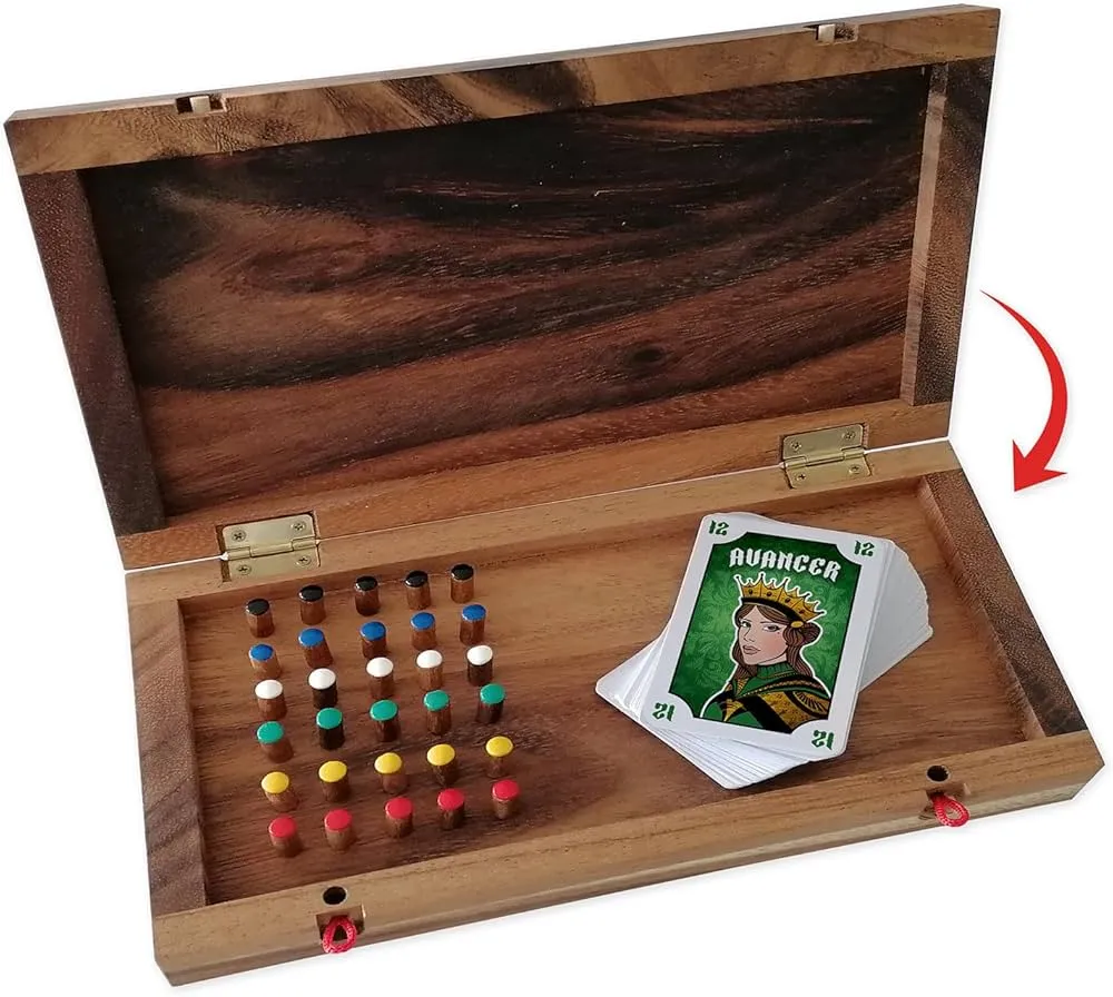 ręcznie robiona gra planszowa, wysokiej jakości komponenty, drewniane pionki, laminowane karty