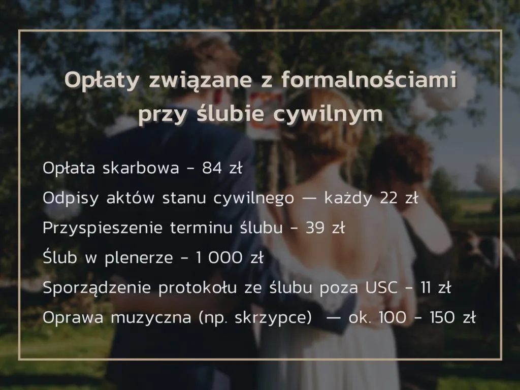 opłaty usc ślub