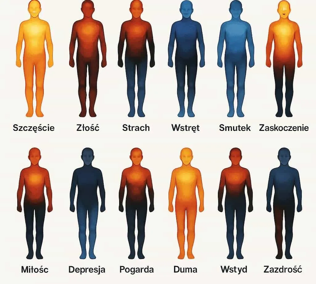 Mapa objawów somatycznych nerwicy na ciele człowieka