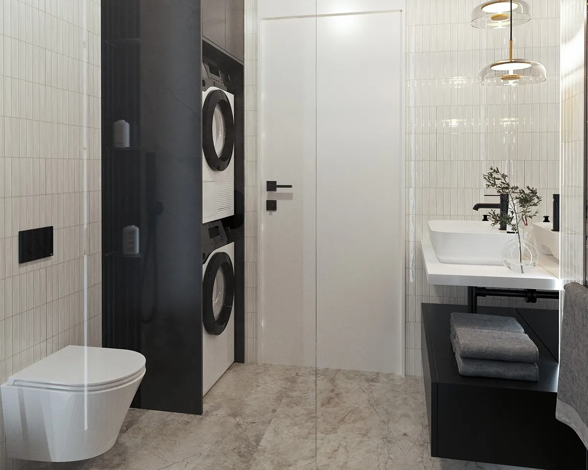 nowoczesna pralko-suszarka w łazience