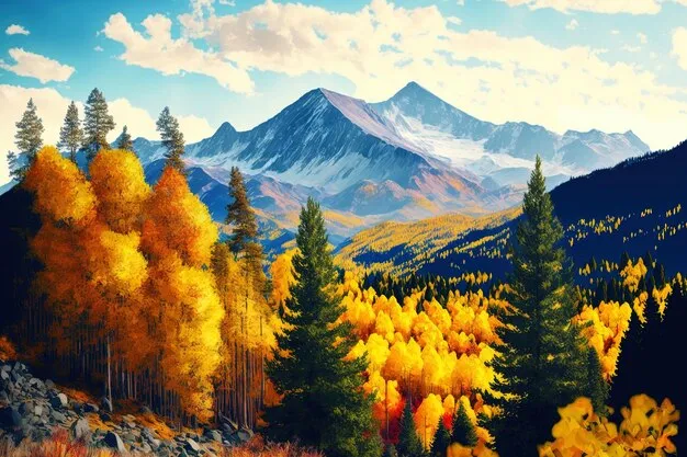 Berglandschaft im Herbst mit bunten Bäumen