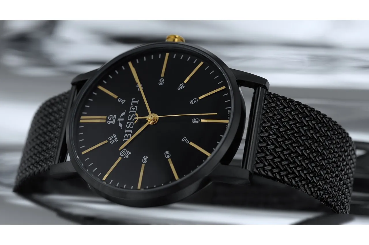 elegancki czarny zegarek męski
