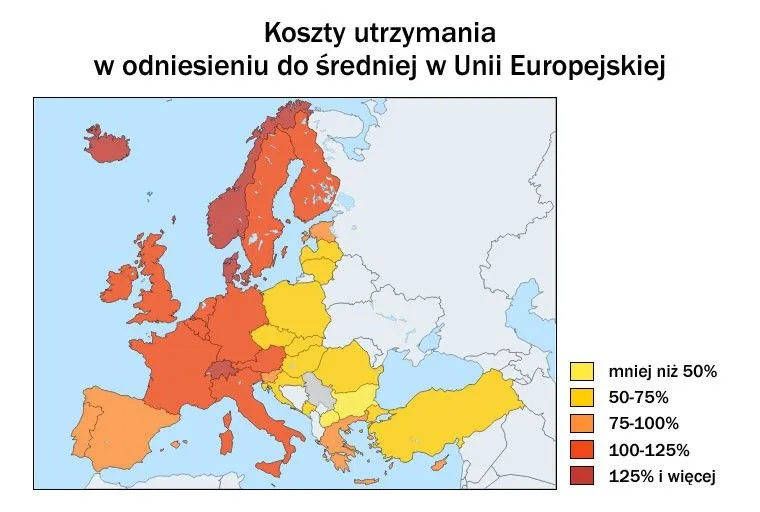 Infografika por&oacute;wnanie koszt&oacute;w życia zarobki emigracja Polska Europa
