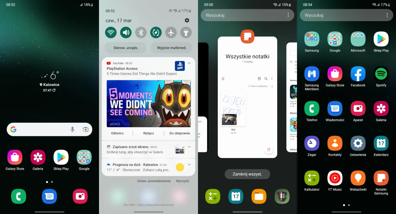 Samsung S22 interfejs aparatu tryby