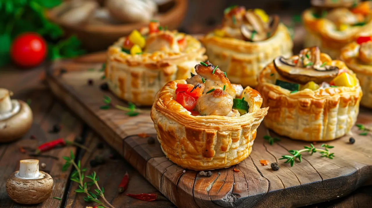 Zdjęcie Muffiny z ciasta francuskiego z kurczakiem: szybka przekąska na imprezę