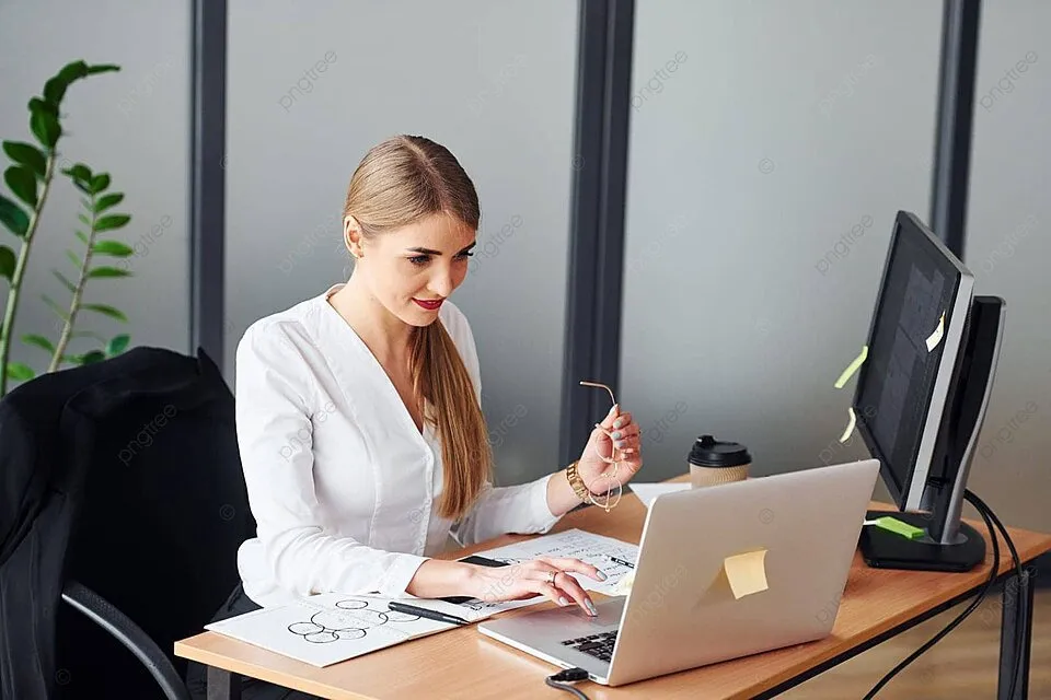 młoda osoba w biurze laptop