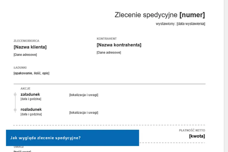 Zlecenie spedycyjne definicja dokument