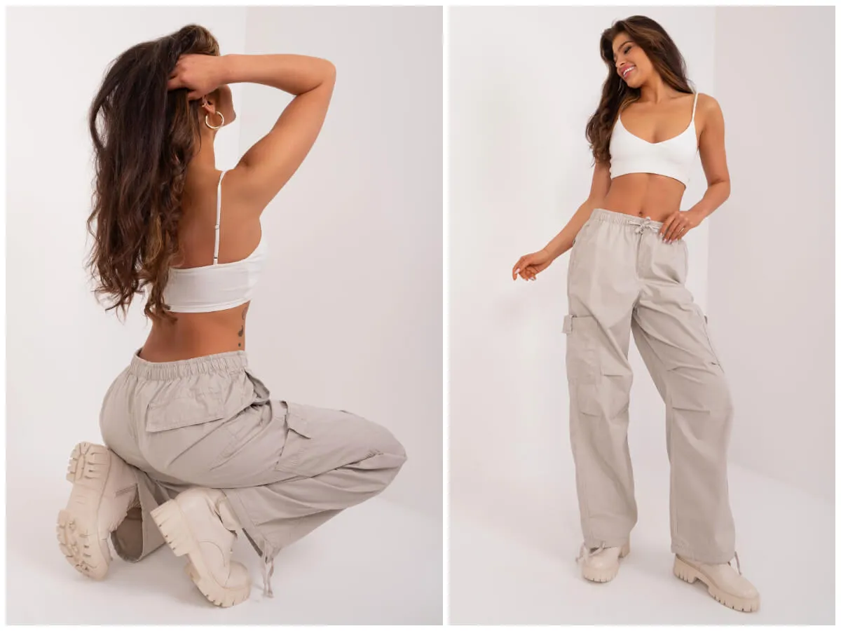 Modne szerokie jeansy cargo bluzy oversize