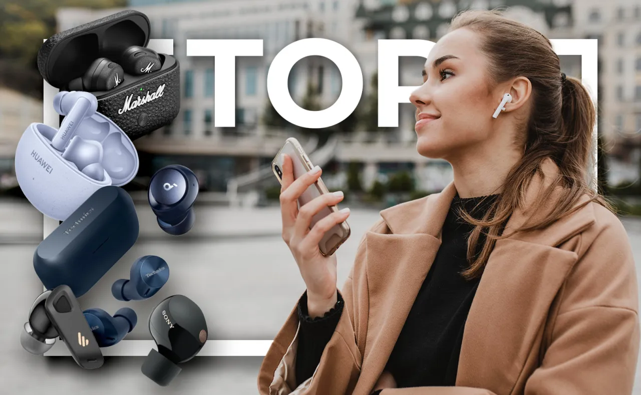 Kolaż polecanych słuchawek dousznych 2025-2026 (budżetowe, średnia, premium)