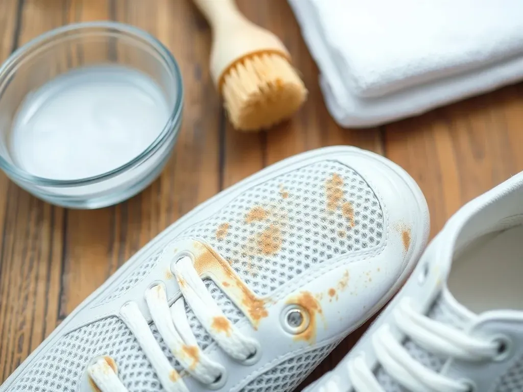 czyszczenie białych butów z siatki szczoteczką do zębów