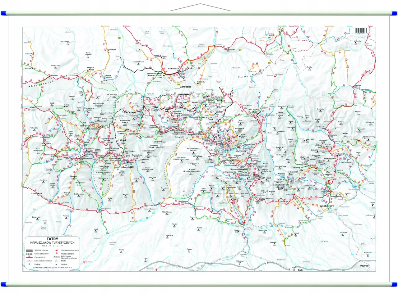 Mapa szlaków turystycznych z zaznaczonymi zamknięciami