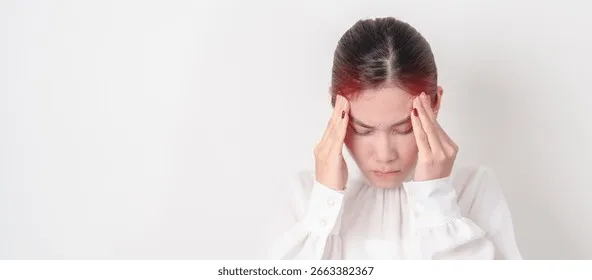 osoba trzymająca się za głowę z powodu bólu lub zmęczenia