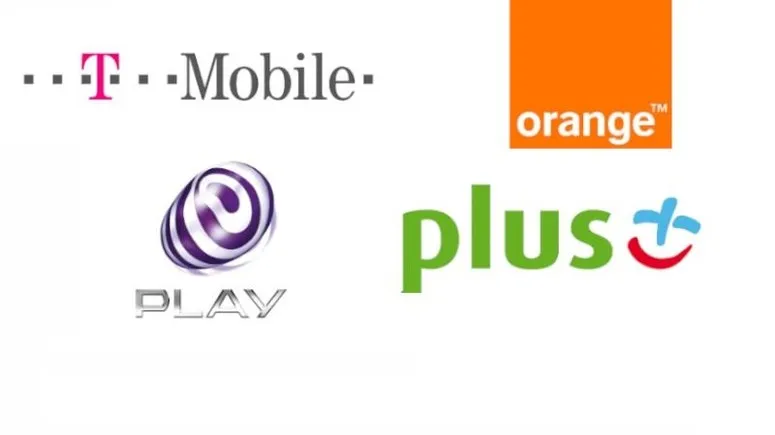 Loga operator&oacute;w kom&oacute;rkowych Polska Orange Play Plus T-Mobile