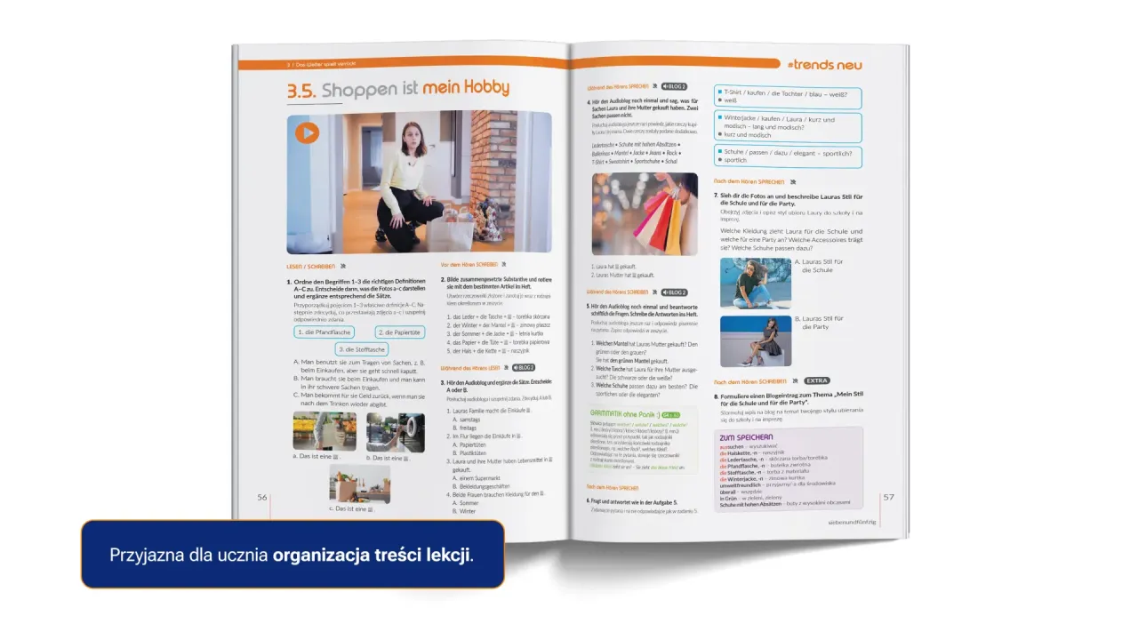 Podręcznik #trends neu 1 Nowa Era okładka i przykładowa strona