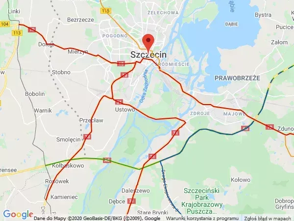 Mapa drogowa Polska Szczecin