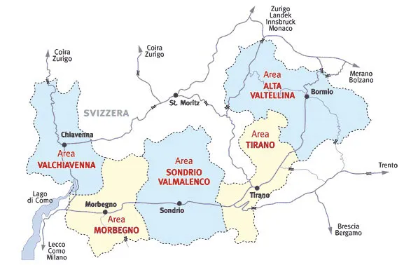 Mapa regionów narciarskich Włoch dla rodzin