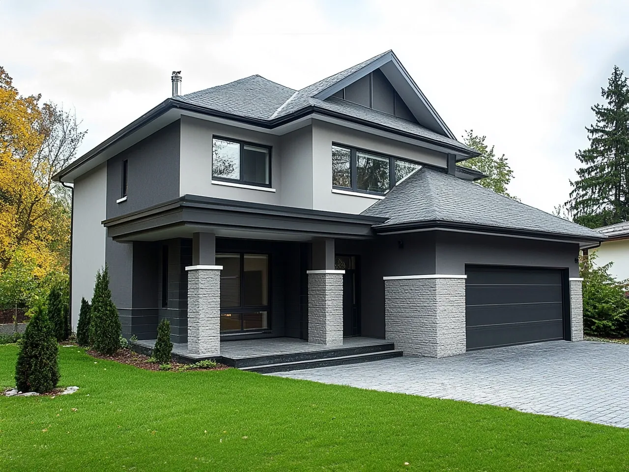 Przykłady elewacji budynków w różnych stylach i materiałach