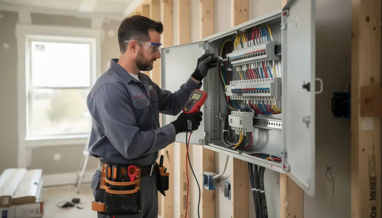 elektryk wykonujący pomiary instalacji elektrycznej