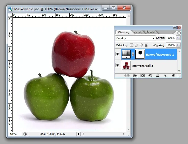 Photoshop warstwa barwa nasycenie maska
