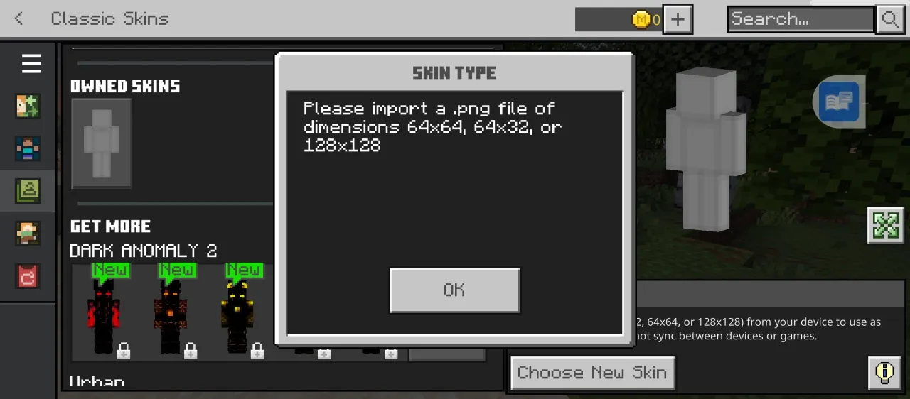 Struktura pliku skina Minecraft 64x64