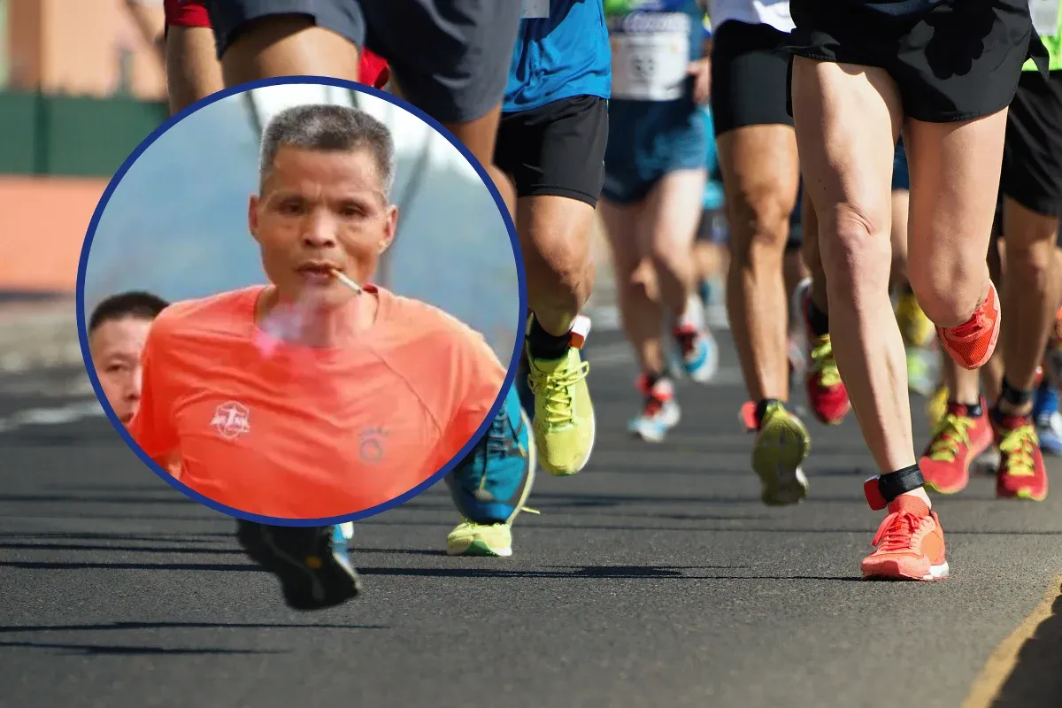 biegacz rzucający palenie radość