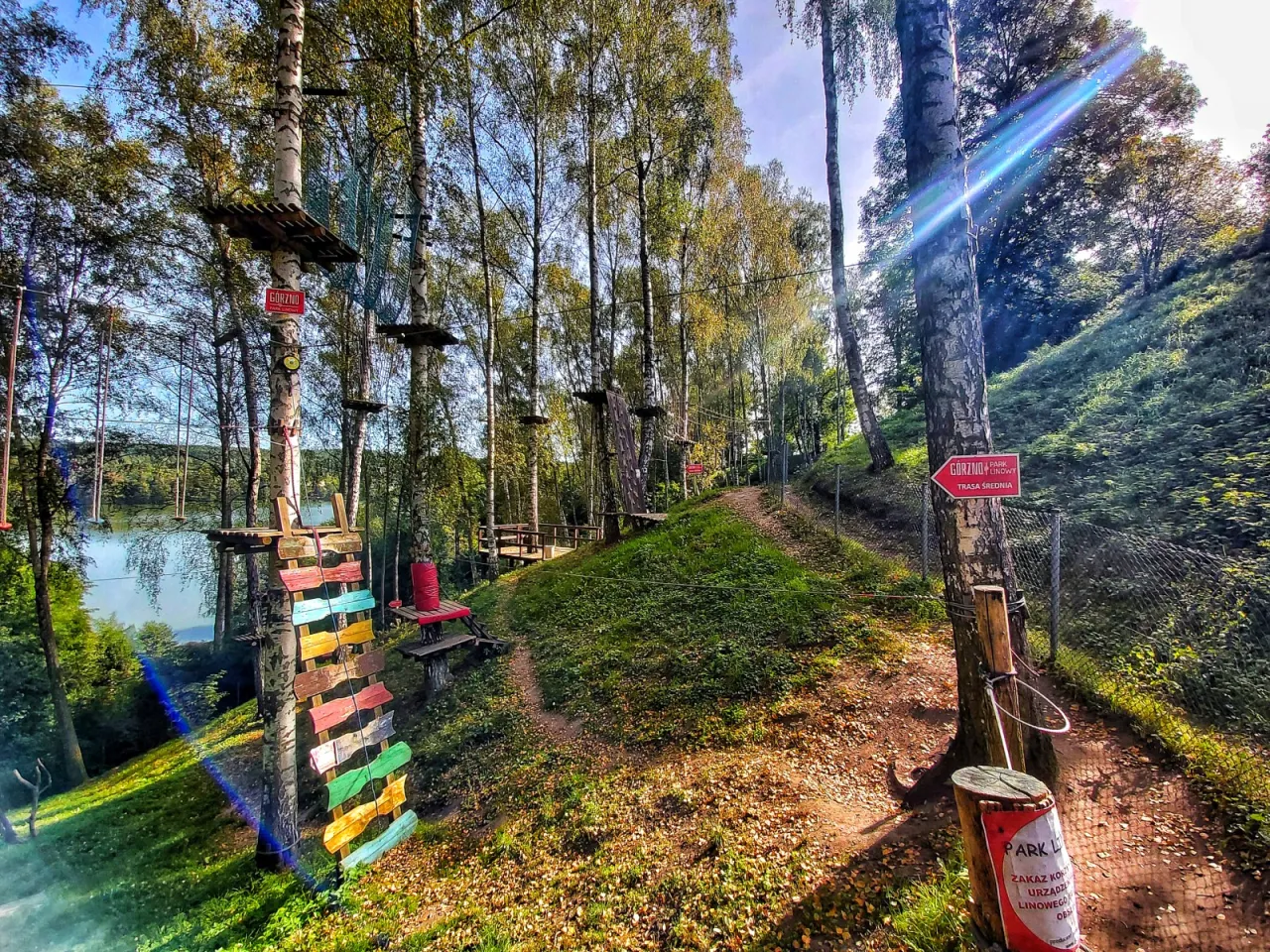 Park linowy Górzno trasy dla dzieci i dorosłych