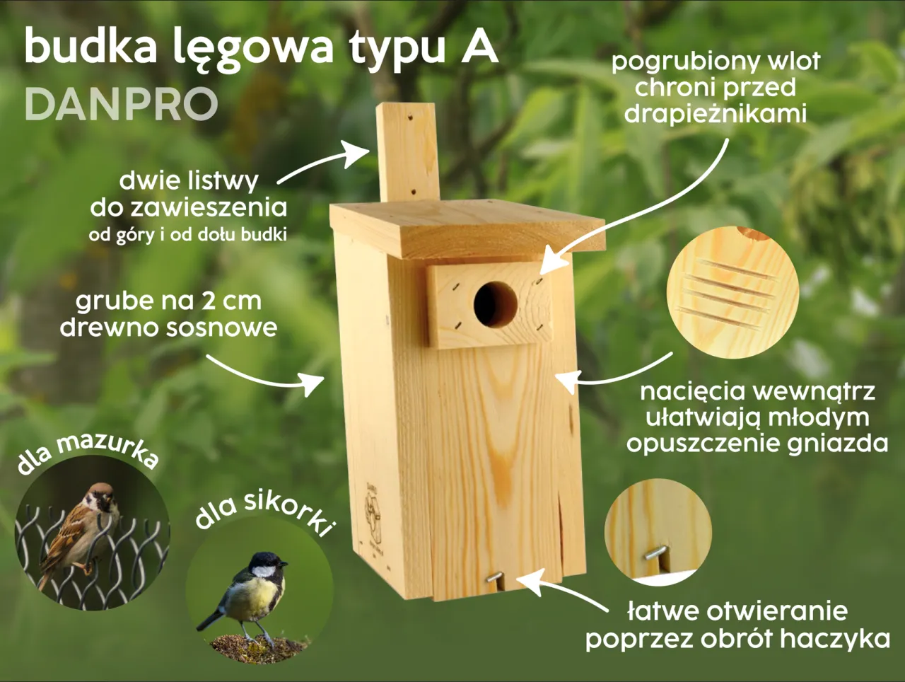 budka lęgowa dla wróbla wymiary