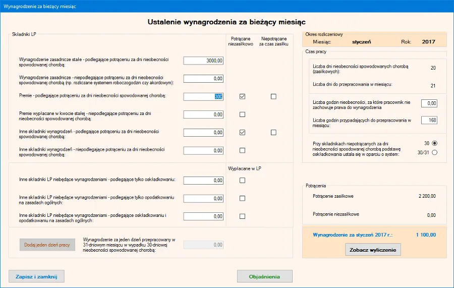 kalkulacja wynagrodzenia chorobowego L4
