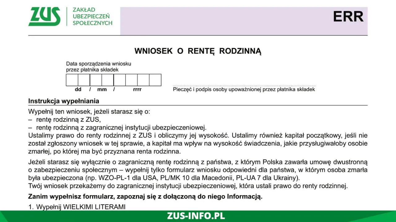Wniosek ZUS ERR przykład