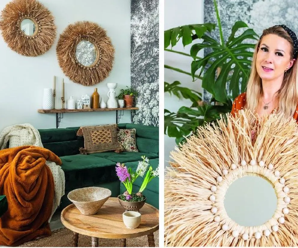 lustro w ramie DIY styl boho skandynawski glamour