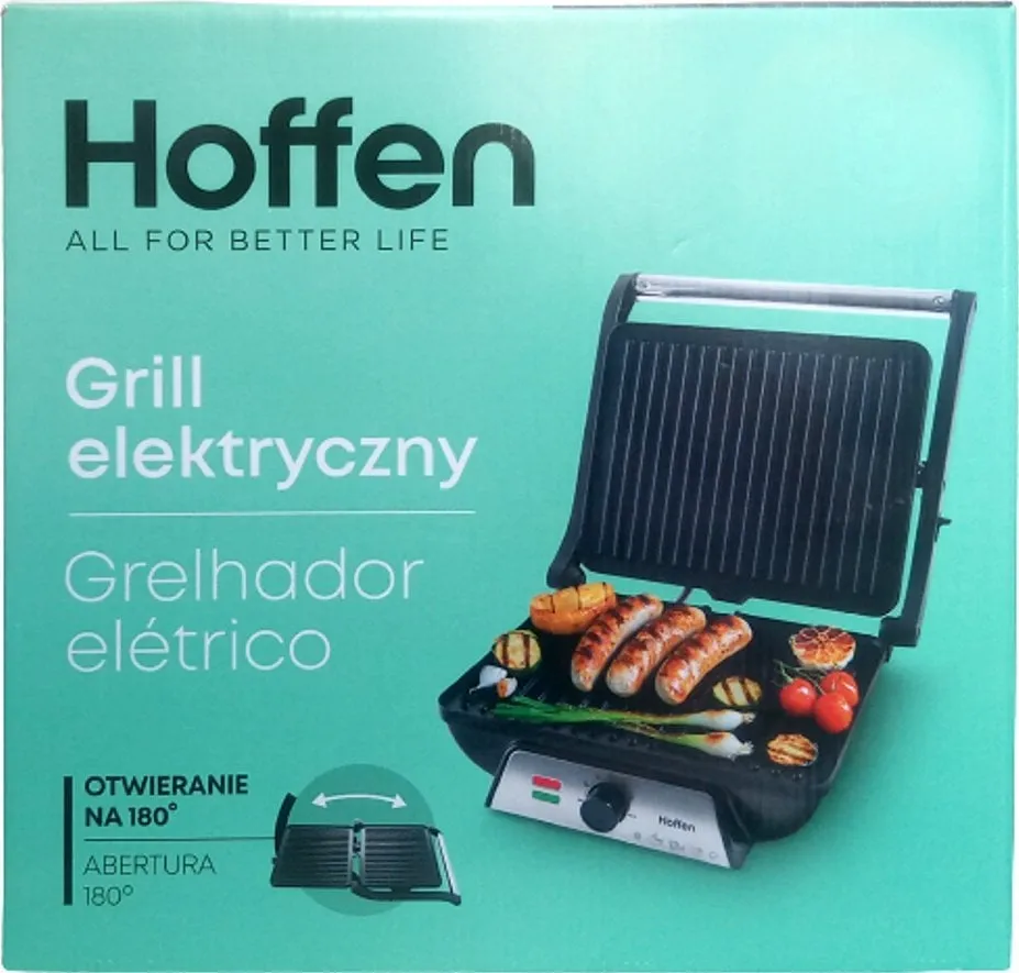 grill elektryczny hoffen wyjmowane płyty tacka na tłuszcz