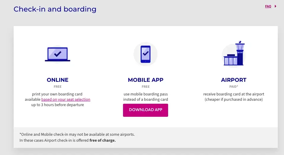 Wizz Air mobile app check-in process