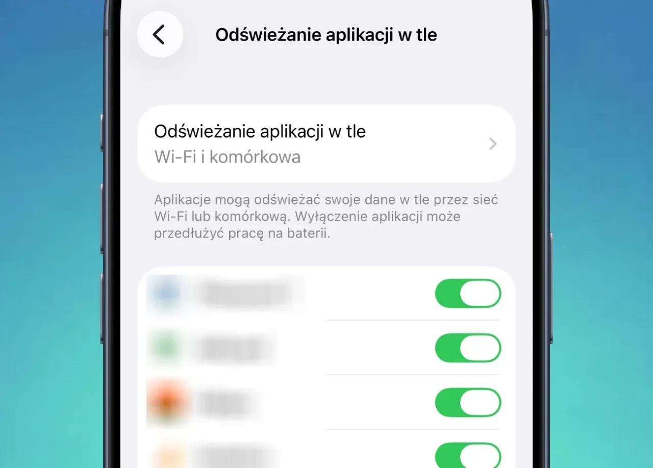 odświeżanie aplikacji w tle iphone ustawienia