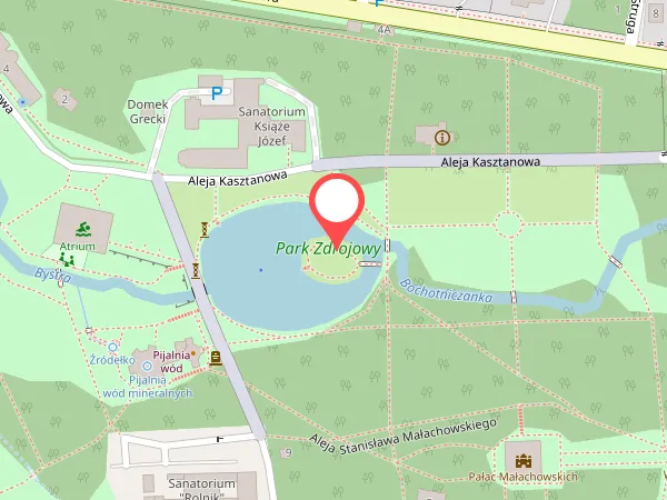 Mapa przystank&oacute;w Nałęcz&oacute;w sanatoria park zdrojowy