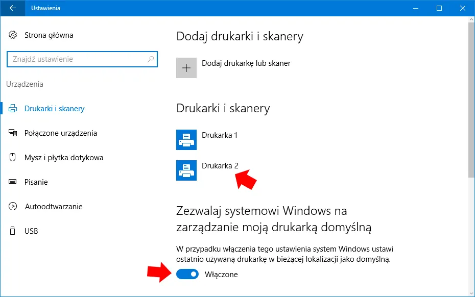 ustawienia drukarki windows 10
