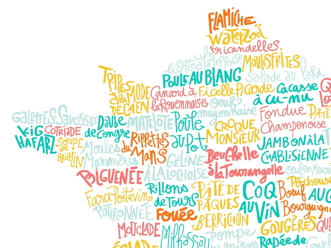 Carte des r&eacute;gions gastronomiques de France