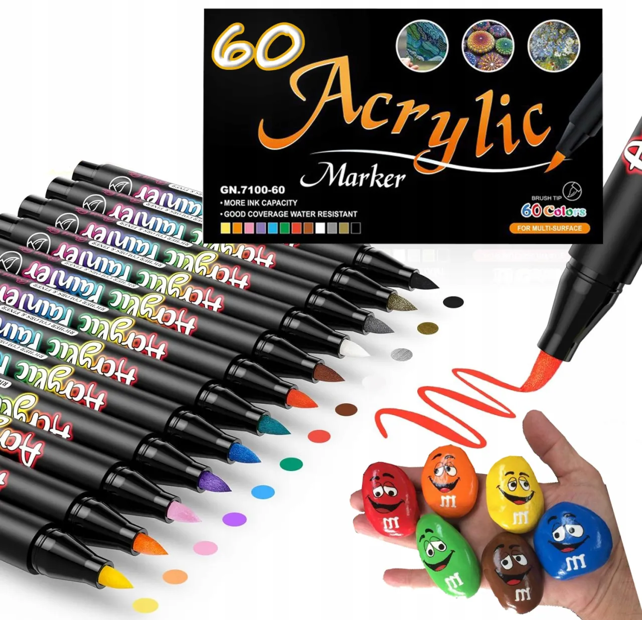 Farby akrylowe i markery do kamieni