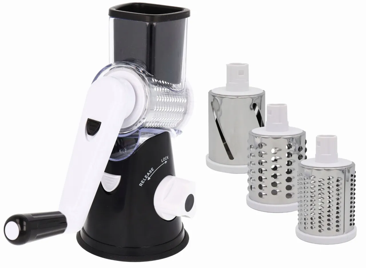 Tarka obrotowa z trzema wymiennymi bębnami. Czy to brunbeste co to za firma? Ten gadżet ułatwi przygotowanie sur&oacute;wek.