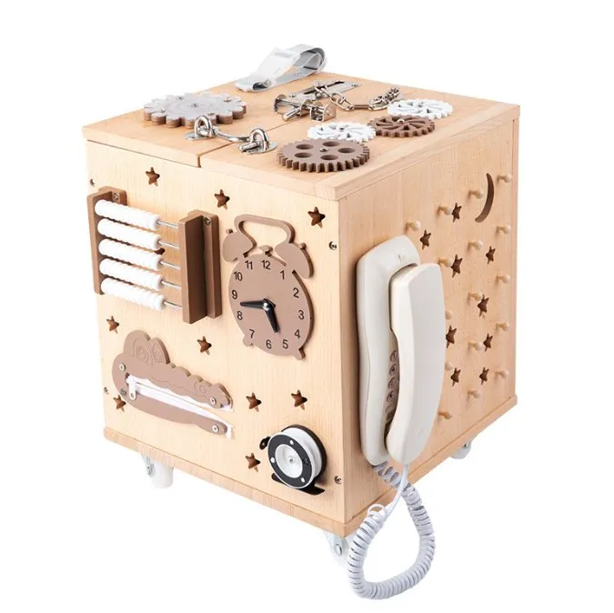 Drewniana kostka sensoryczna dla dzieci