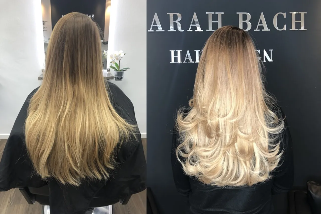 Dunkle Str&auml;hnen in blondem Haar Vorher Nachher