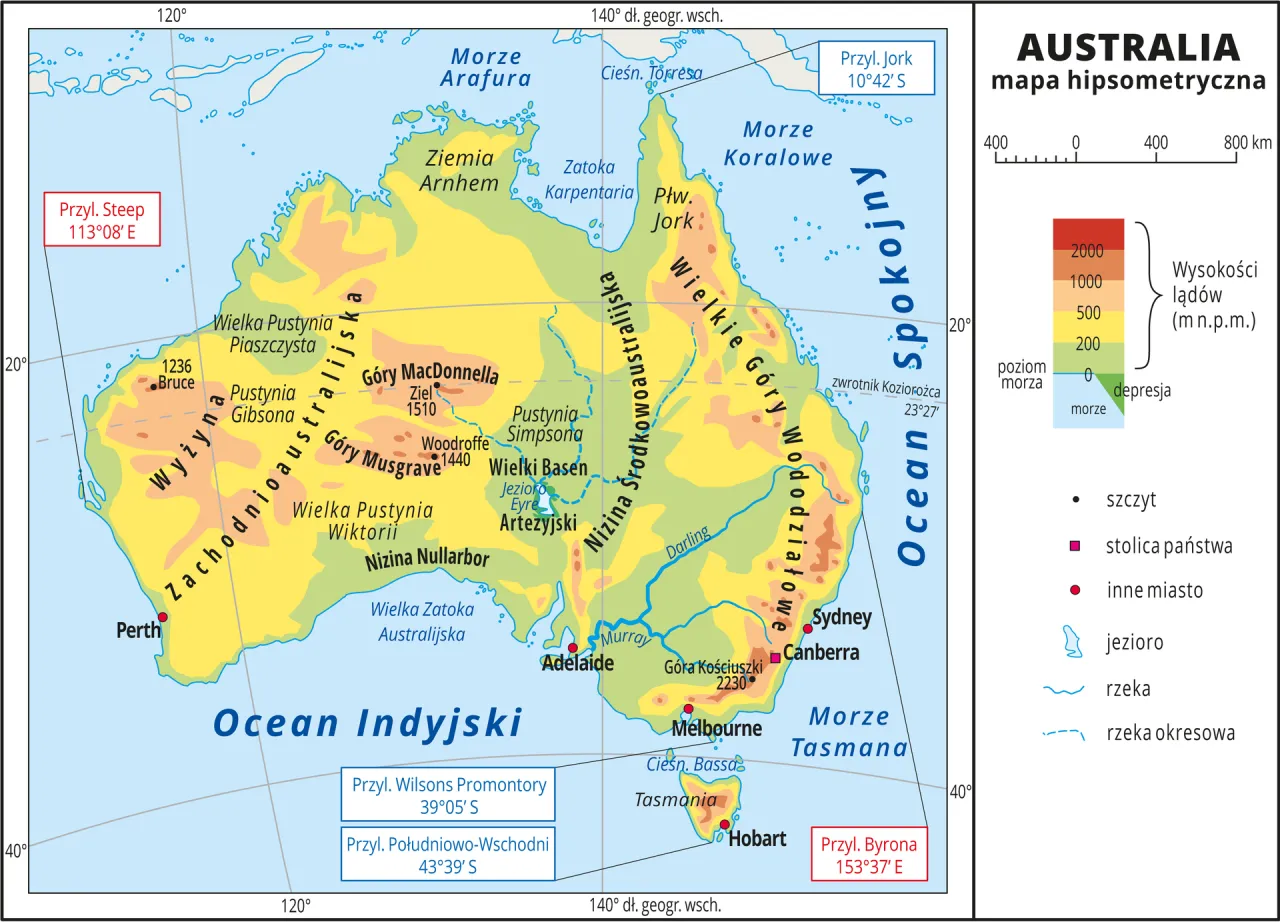Mapa Australia i Oceania, widoki