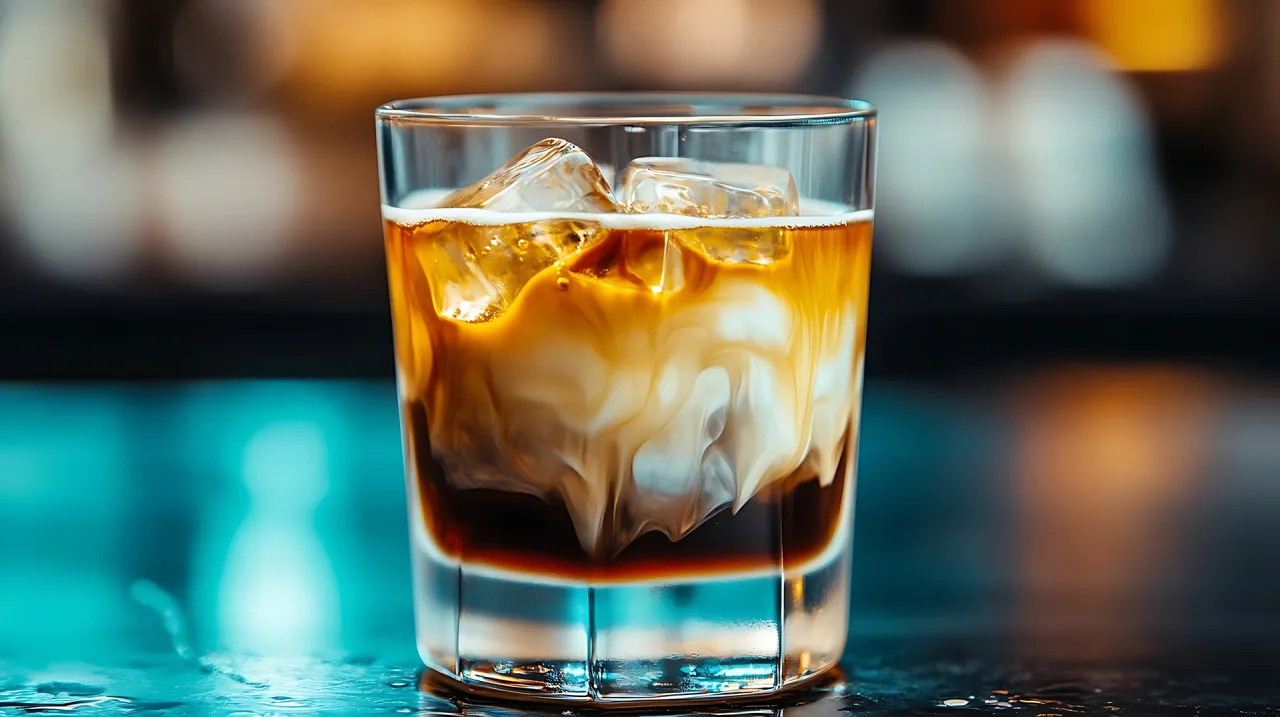 White Russian drink w szklance old fashioned