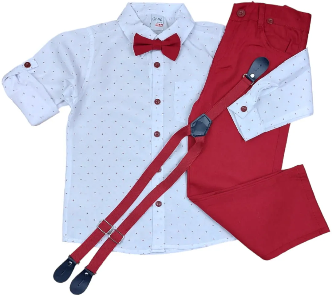 chłopięca mucha i szelki do eleganckiej koszuli