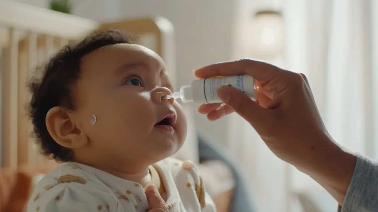 niemowlę z zatkanym noskiem rodzic nawilża