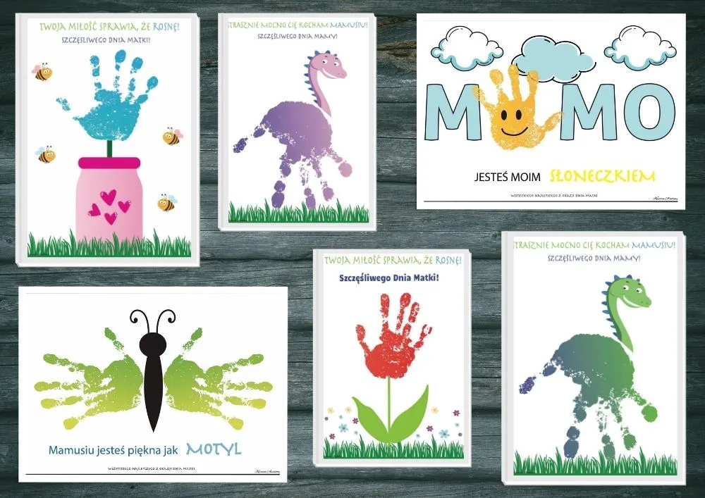 kartka dzień mamy odciski dłoni