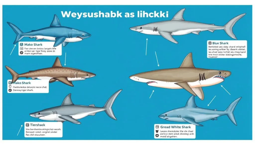 Różne gatunki rekinów Morze Śródziemne infografika