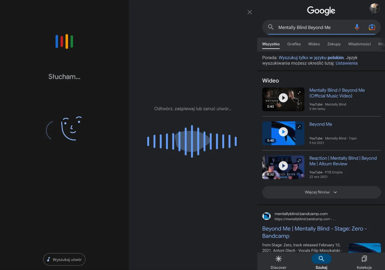 Asystent Google rozpoznaje muzykę