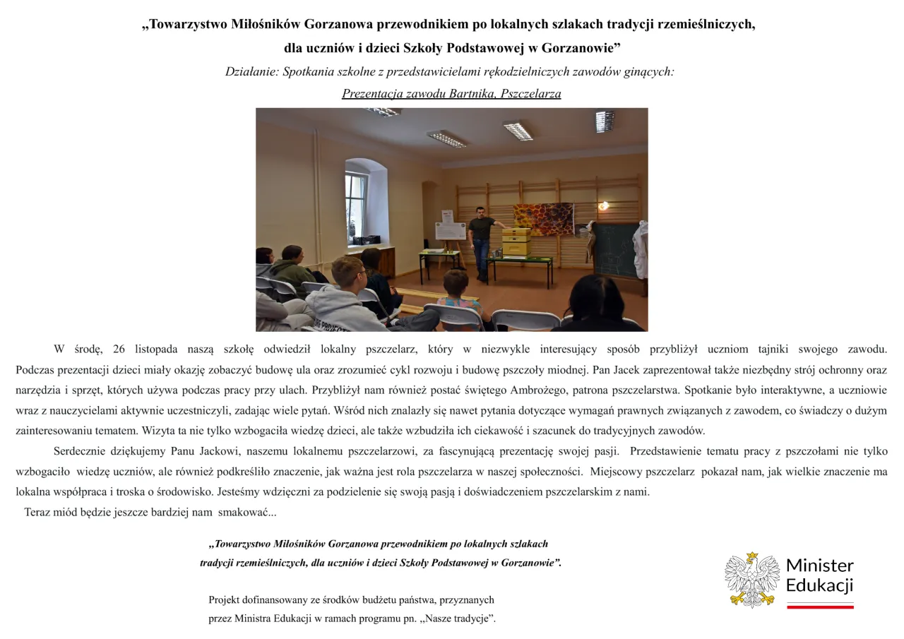 spotkanie młodzieży z przedstawicielem zawodu w szkole