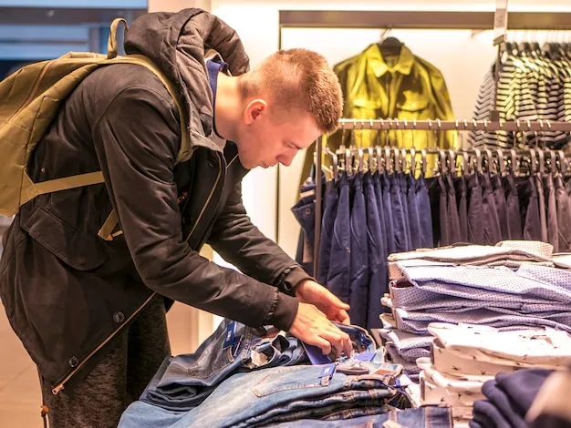 Mężczyzna wybierający ubrania w sklepie